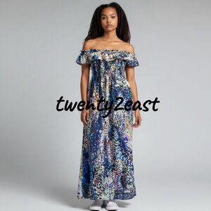 ARK & CO. Women’s 100% Silk Multicolor Strapless Printed Maxi Dress S